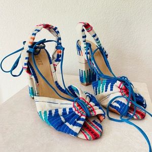 SCHUTZ Colorful Pattern Chunky Sandal Heels